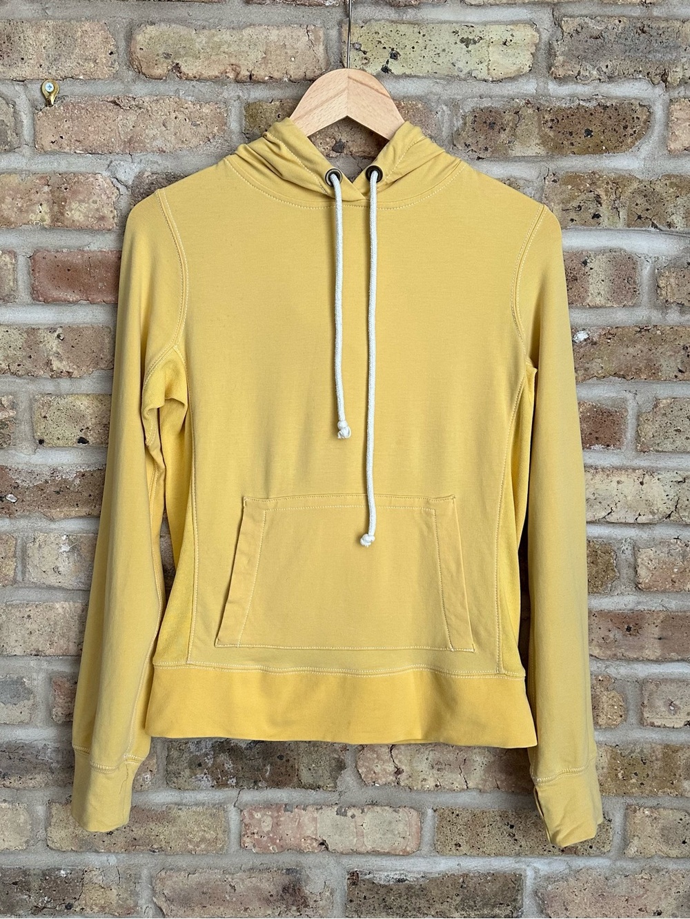 J. Crew Yellow Cotton Lightweight Hoodie w/ White Seaming